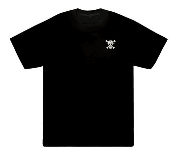 Camiseta Bitcoin Cabuloso - One Piece x Bitcoin — recorte fiel da frente, estampa real