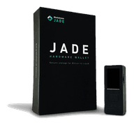 Blockstream Jade — caixa original e dispositivo, recorte fiel